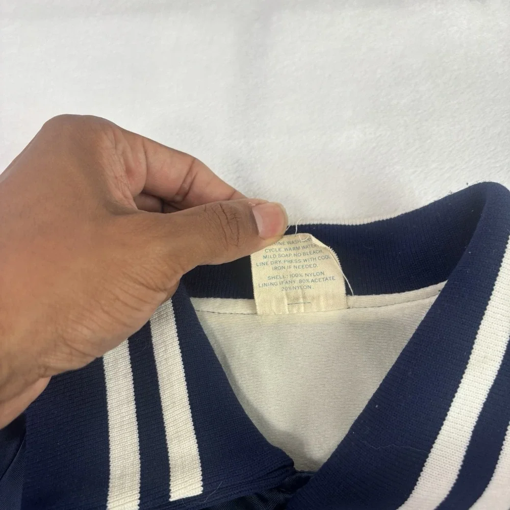 VTG Howe Athletic Apparel Quik Stop Blue Satin Bomber Jacket Men's Medium
